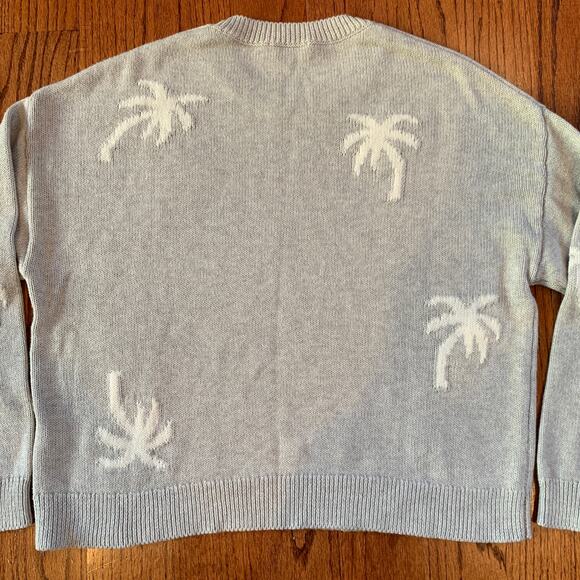 Rails Perci Palm Tree Cotton Cashmere Crewneck Sweater | Gray White | Small - Picture 8 of 11